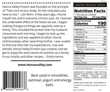 Load image into Gallery viewer, Plant-based cinnamon protein nutrition facts