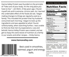 Load image into Gallery viewer, Plant-based cinnamon protein nutrition facts
